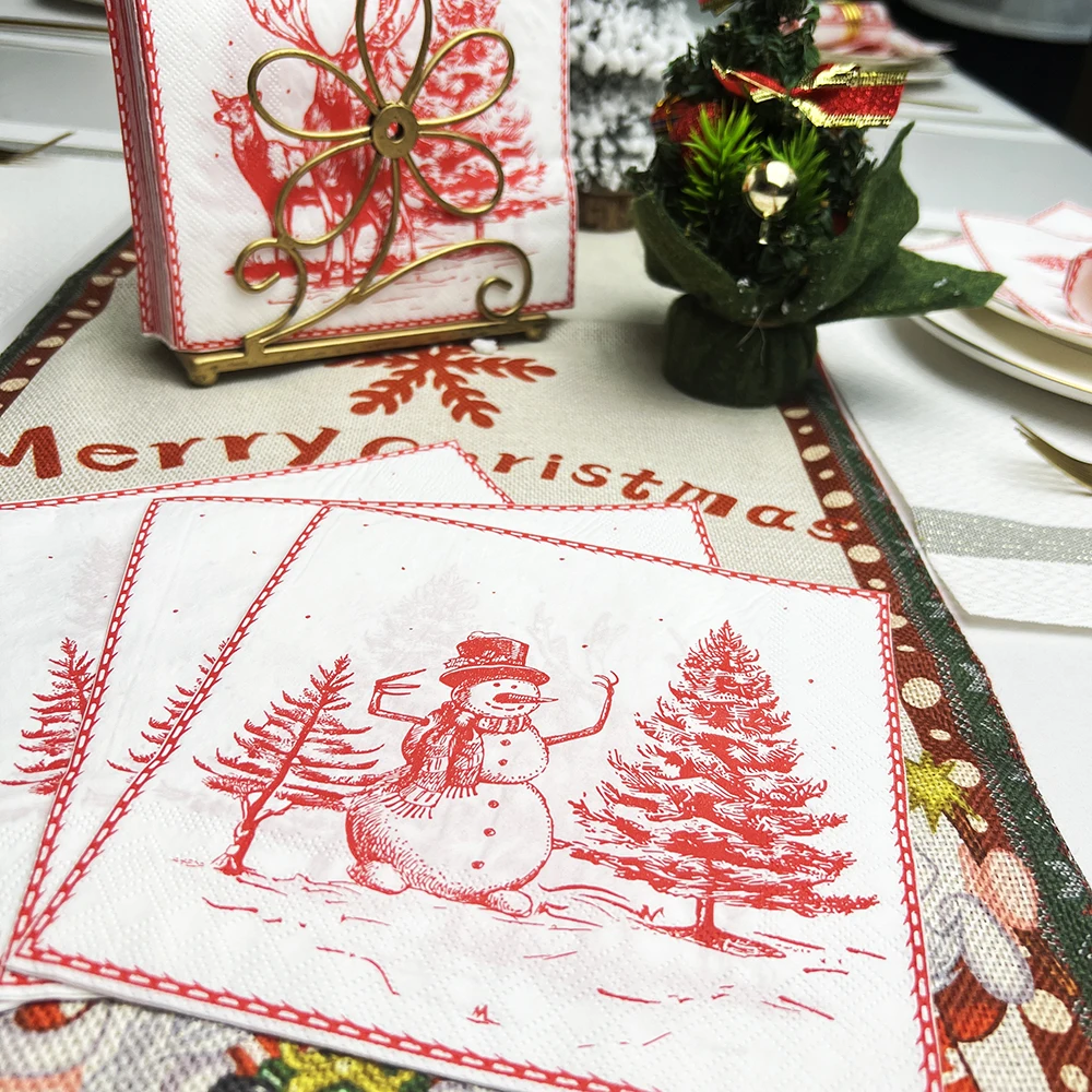 20pc Christmas Party Napkins simple Santa Claus Series of Dining Table Napkins Paper Safe Fragrant Free Soft Mouth Wiping Tissue