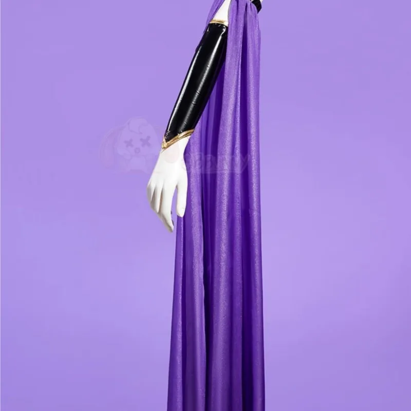 AWitch Banquet Purple Dancer Dress PU Leather Hooded Witch Cosplay Costume Female Outfit Gothic Sexy Black Halter Backless Suit view 5