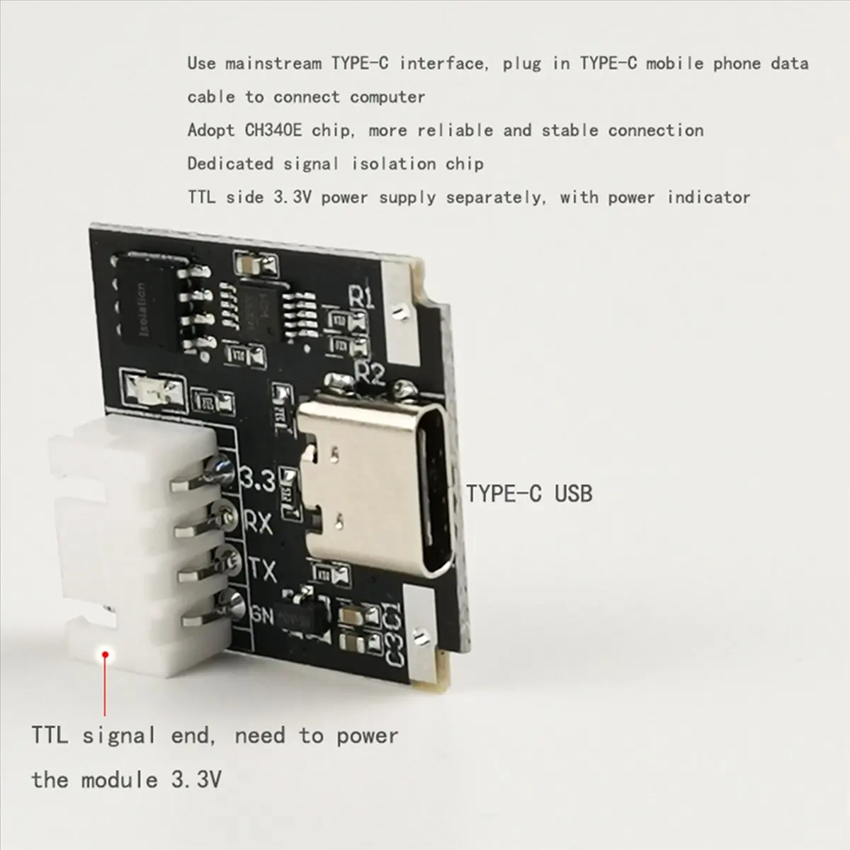 Superior-2X USB-C к последовательному порту Модуль платы UART Изолированный модуль USB к TTL 3,3 В TYPE-C Кабель для загрузки Обновление Brush Industria