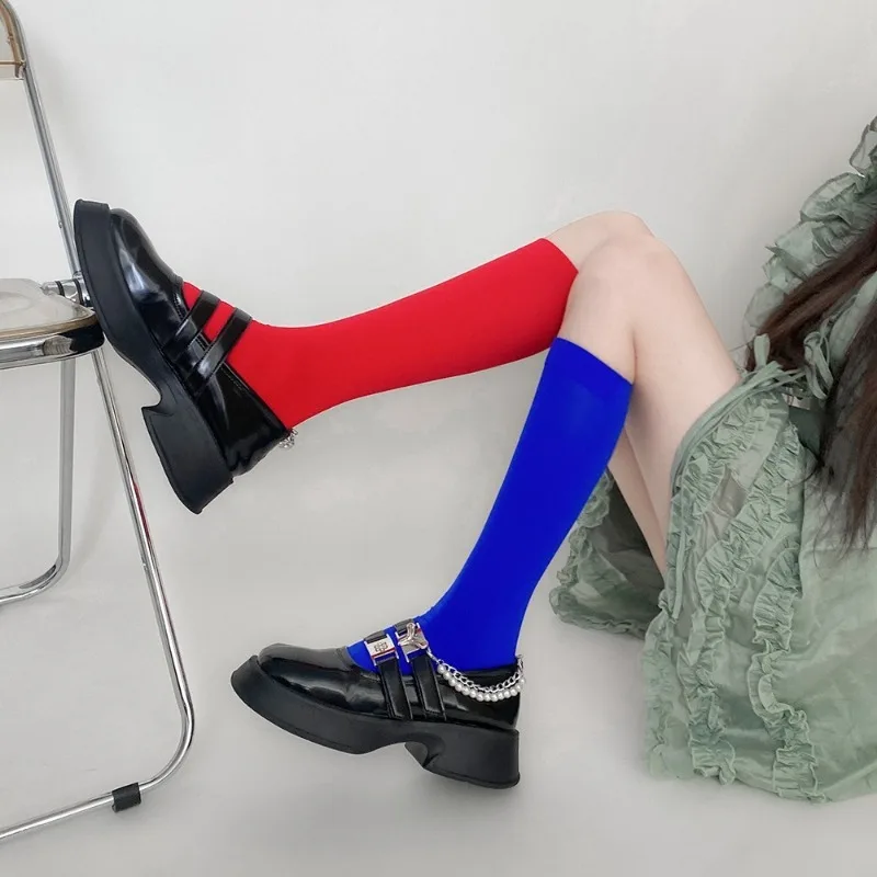 

2026 New Candy Colors Light Velvet Calf Socks Soft Colorful Knee High Socks Womens Breathable Summer Stockings Girls School Sock