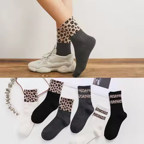 Women Socks Striped leopard Socks Autumn Winter Style Christmas Winter Socks For Woman Female Funny Sock