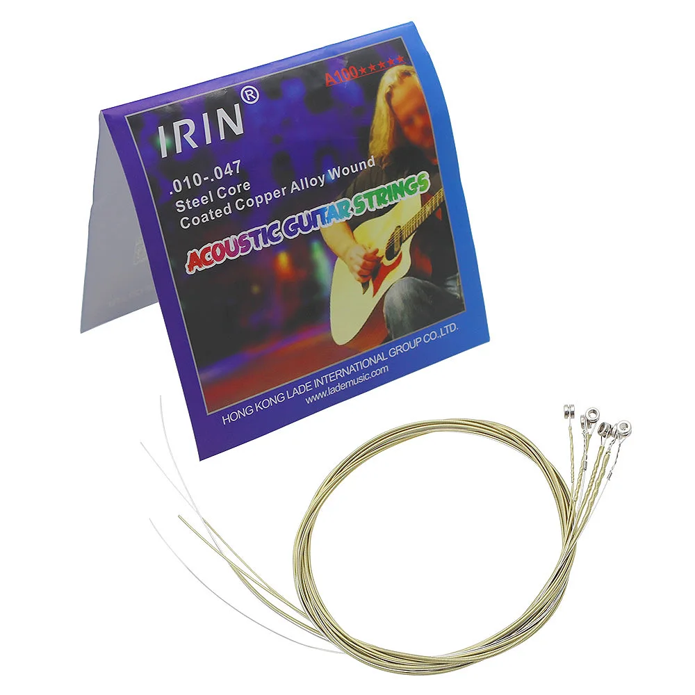 IRIN A100 Acoustic Guitar Strings 6Pcs Stainless Steel Core Coated Copper Alloy Strings Guitar Parts 1St-6Th (.010-.047)