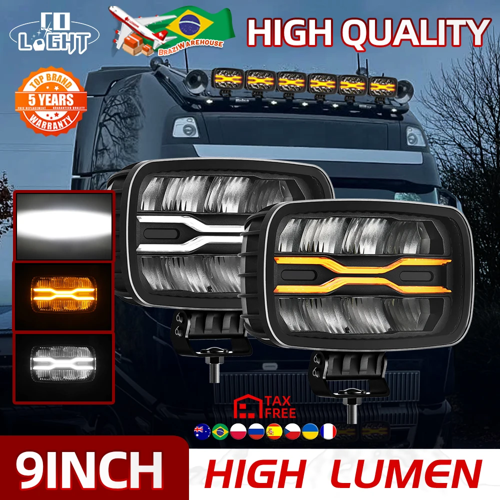 

CO LIGHT 10 " LED Light Off road Headlight Flood Anti-glare Reflector Truck Auxiliary Square Car Driving DRL White Yellow 24V