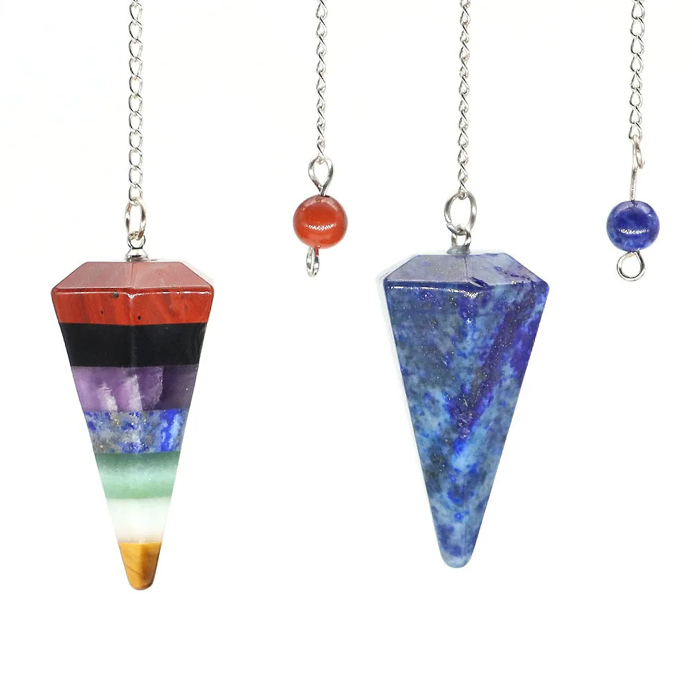 Natural Stone Healing Crystal Pendulum For Divination Dowsing Reiki Quartz Pendant Pendulo Chakra Necklace Jewelry Gift