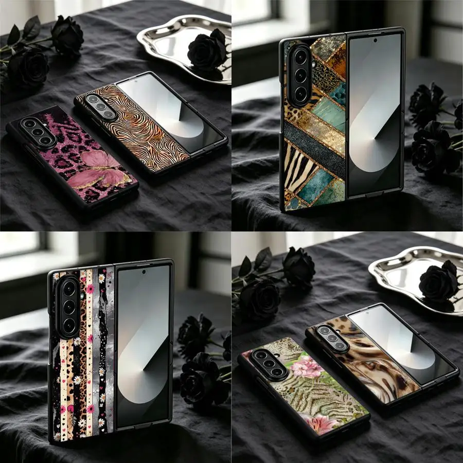 Floral Stripe Leopard Case for Samsung Galaxy Z Fold 8 Ultra ZFold4 ZFold7 ZFold5 Z Fold8Ultra ZFold6 Z Fold 7 6 3 Phone Shell
