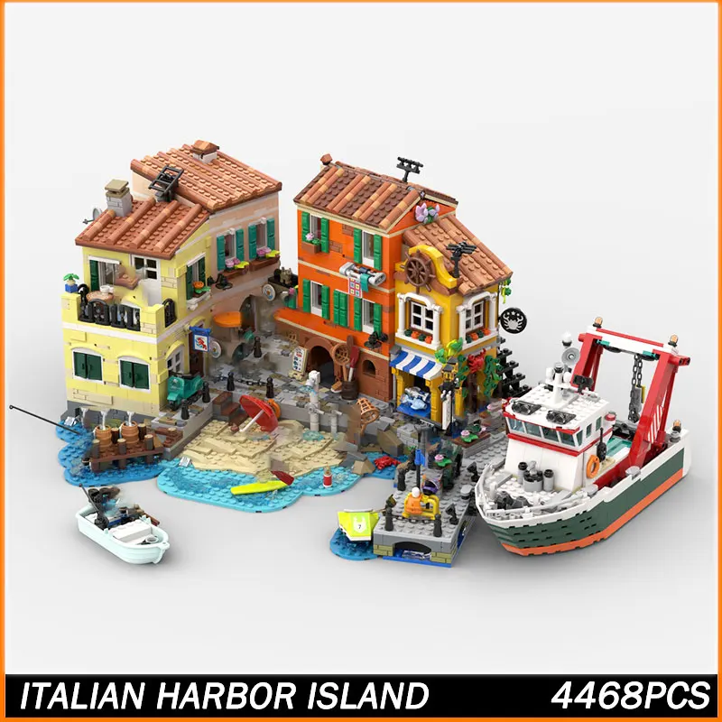 

MOC Building Block MOC Italian Harbor Island Model Brick Toys Particle Creative Education Juguetes Birthday Gift 4468PCS