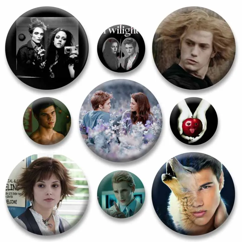 Funny Twilight Book Cover Lapel Pins Handmade Round Brooches DIY Backpack Clothes Hat Jewelry Badges Collectible Ornaments Gifts