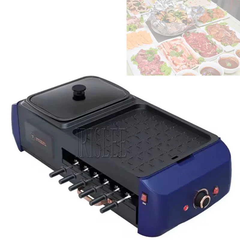 

Two In One Electric Hot Pot Barbecue Grill Multi-Functional Non Stick Board Barbecue Pot Instant Boiled Cooking Integrated Pot