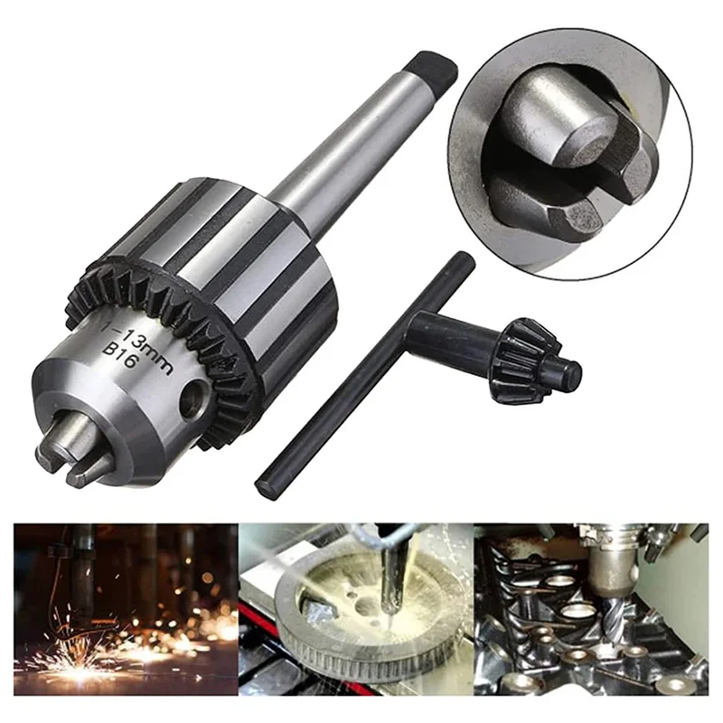 

CQMF-2X Heavy Duty Drill Chuck 1/2 Inch Capacity With MT2 Morse Taper 2 Tool Holder And K32 Key (MT2-B16 -13Mm)
