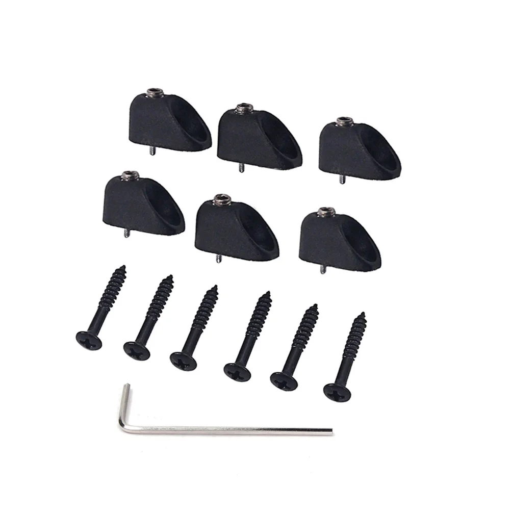 Afbeelding 5: 6 stks Headless Gitaar Vergrendeling Set Metalen Elektrische Bas String Borgmoer Duurzame Gitaar Onderdelen Accessoire Voor Headless Bridge Moer