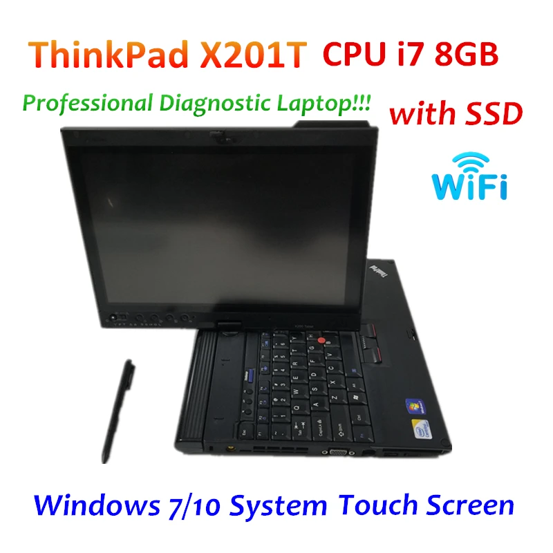 High quality For Lenovo ThinkPad X201T i7 CPU 8GB Ram Laptop with SSD for Alldata Vivid Workshop MB Star C4 C5 Diagnostic tools