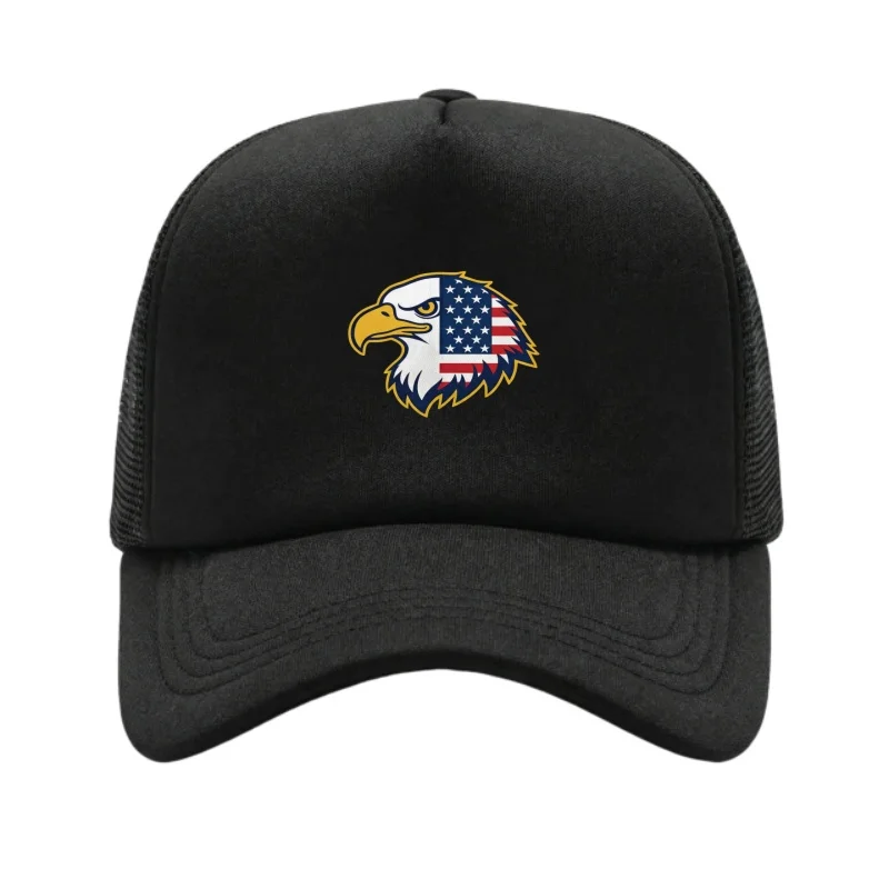 USA Bald Eagle Printed Adjustable Baseball Cap Classic Snapback Dad Hat Breathable Mesh Hat Golf Fishing Outdoor Sun Cap