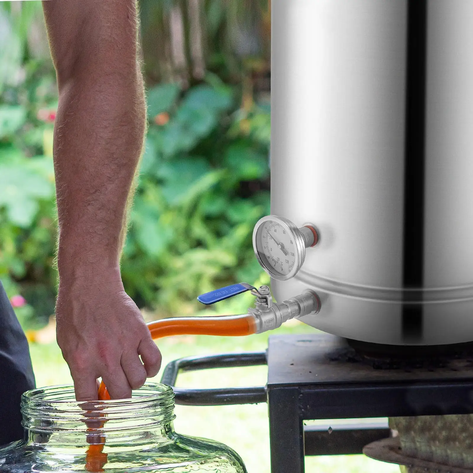 16 Gallon Stainless Steel Home Brewing Kettle Pot with Ply Bottom Lid Thermometer Ball Spigot Filter and Filter Tray for beer Brewing Equipment