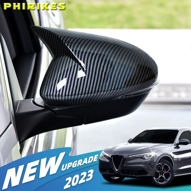 

Car Side Exterior Rearview Mirror Decoration Cover Trim For Alfa Romeo Stelvio 2017 2018 2019 2020 Carbon Fiber ABS Accessories