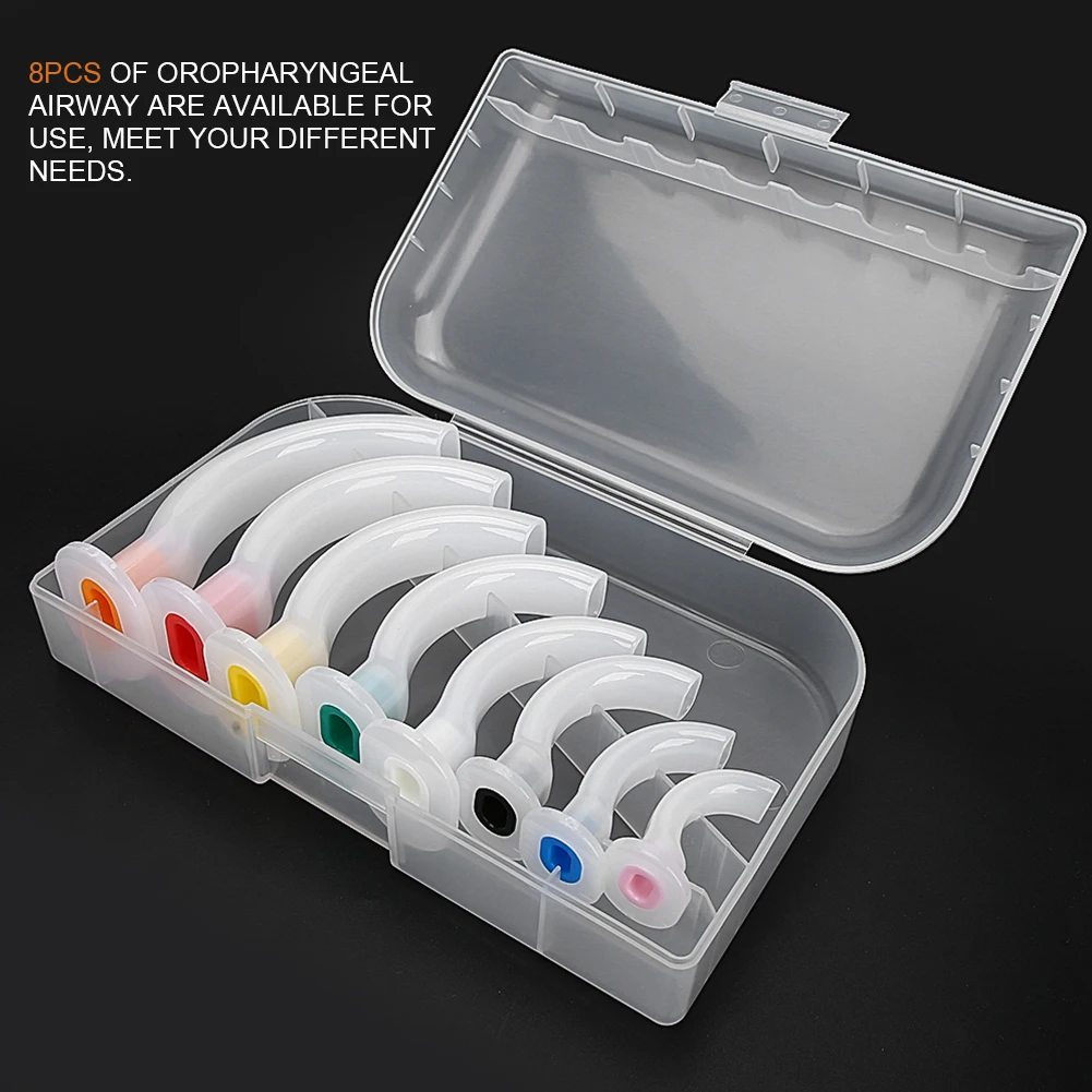 8Pcs Disposable Oropharyngeal Airway Emergency Aid Airway Tube Gas Guide Tube for Assistance Oropharyngeal Aspiration Patient