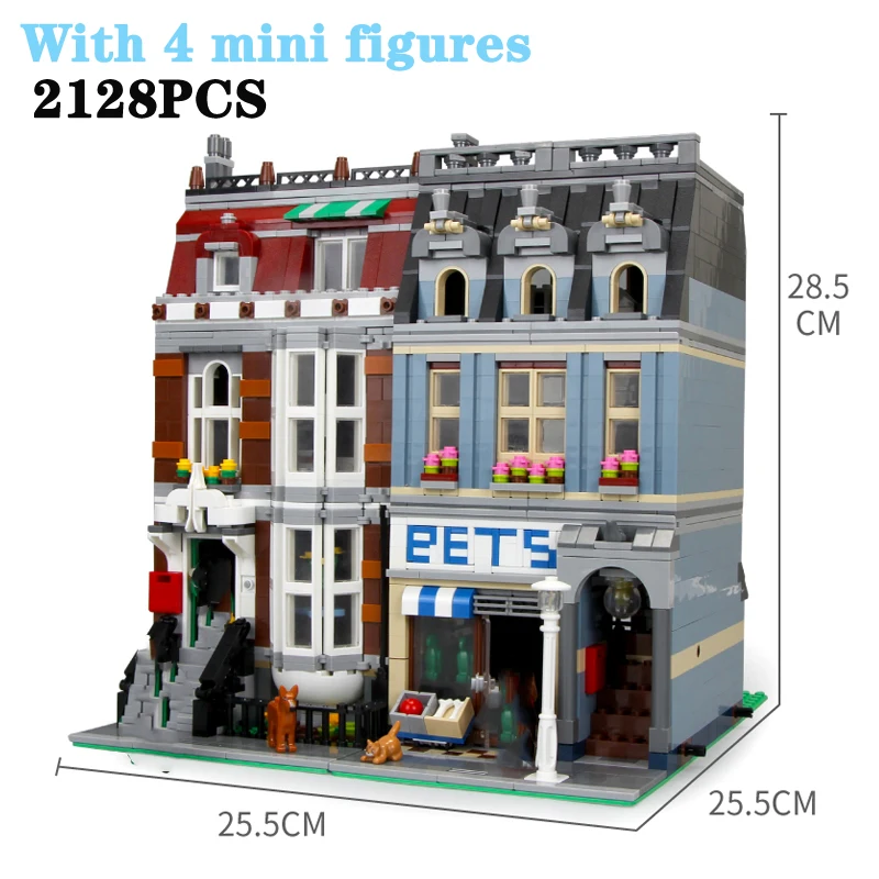 In Stock City Street View Pets Shop Building Blocks with 10218 15009 Bricks Toys For Kids Gifts Christmas Gifts