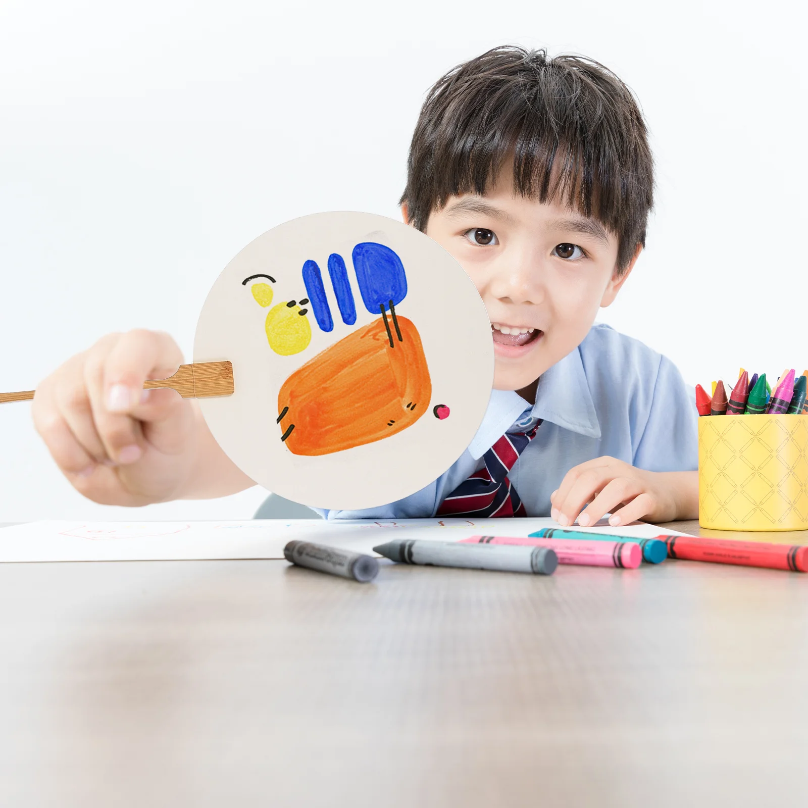 قطعتان من مروحة الرسم الفارغة DIY ملحقات الرسم للأطفال حرفة الكتابة على الجدران الإبداعية مع تصميم النمط الصيني الكلاسيكي