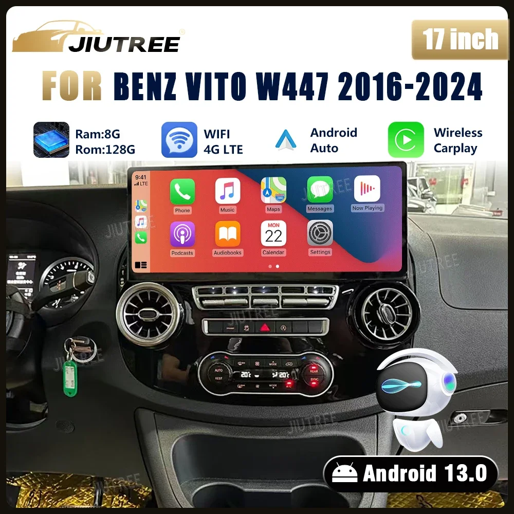 17 inch Android 13 For Mercedes Benz Vito W447 2016-2024 Car Radio carplay Automotivo Multimedia Video Player GPS navigation