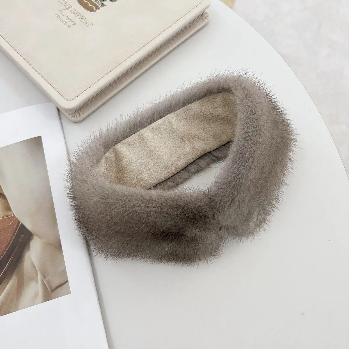 Real Mink Fur Neck Warmer Scarf Magnetic  Women's Winter Accessory Warm Fluffy Collar Luxury Trendy