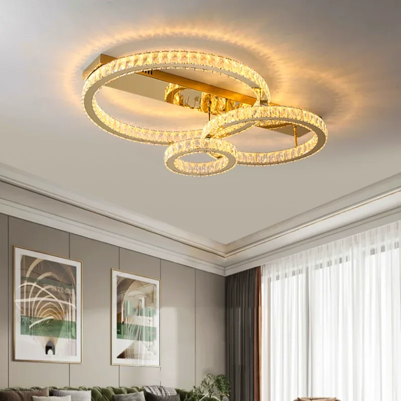 Imagem -02 - Modern Gold Round Led Teto Pendurado Lâmpadas Lustre de Luz Sala de Estar Mesa de Jantar Quarto Cozinha Decoração de Casa