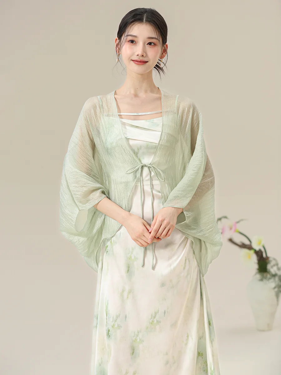 

New Chinese Sle Summer Women's Dr Set with awl Thin Me Outerwear Strapl Hanfu Outfit by ChuChani