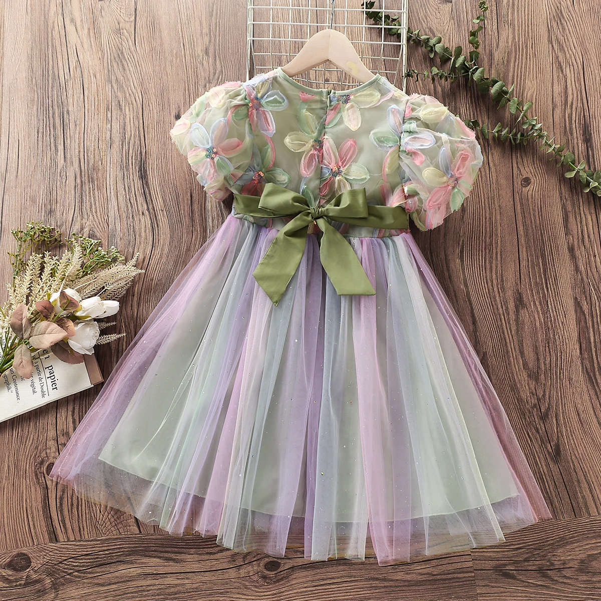 New Summer Kids Princess Prom Dresses for Girls Floral Tutu Dress Teenagers Clothes Wedding Party Vestidos 2 4 5 6 7 8 10 Years