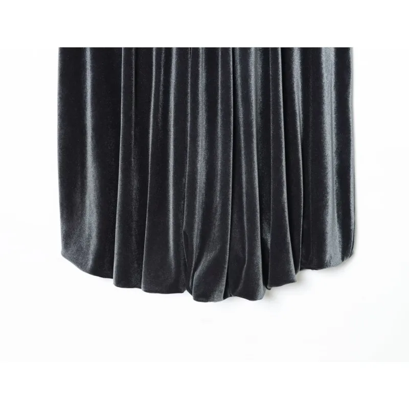 HipSeam-minivestido de terciopelo con dobladillo de burbuja para mujer, vestido Sexy con espalda descubierta y cuello Halter, por debajo de la rodilla, para primavera y verano