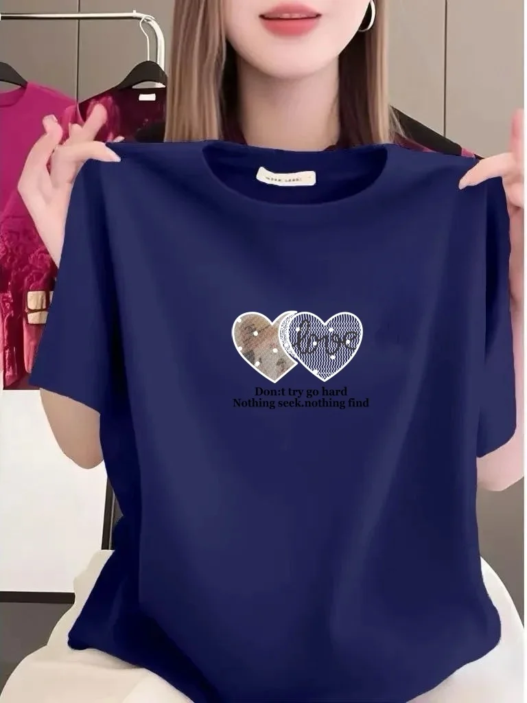 

Свободная женская футболка с круглым вырезом и коротким рукавом, стандартного кроя, из дышащего полиэфирного волокна, с принтом, для женщин среднего возраста.