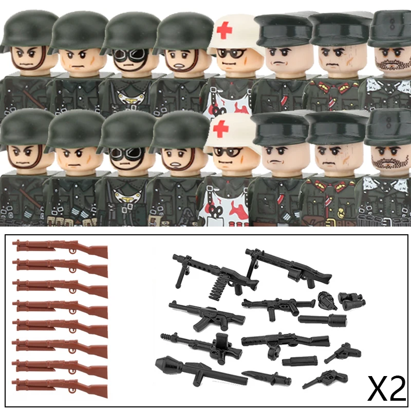 Militär Armee Soldat Figuren Bausteine WW2 Deutsches Medizinisches Korps Zombie Infanterie Waffen Helm Mini Ziegel Kinderspielzeug