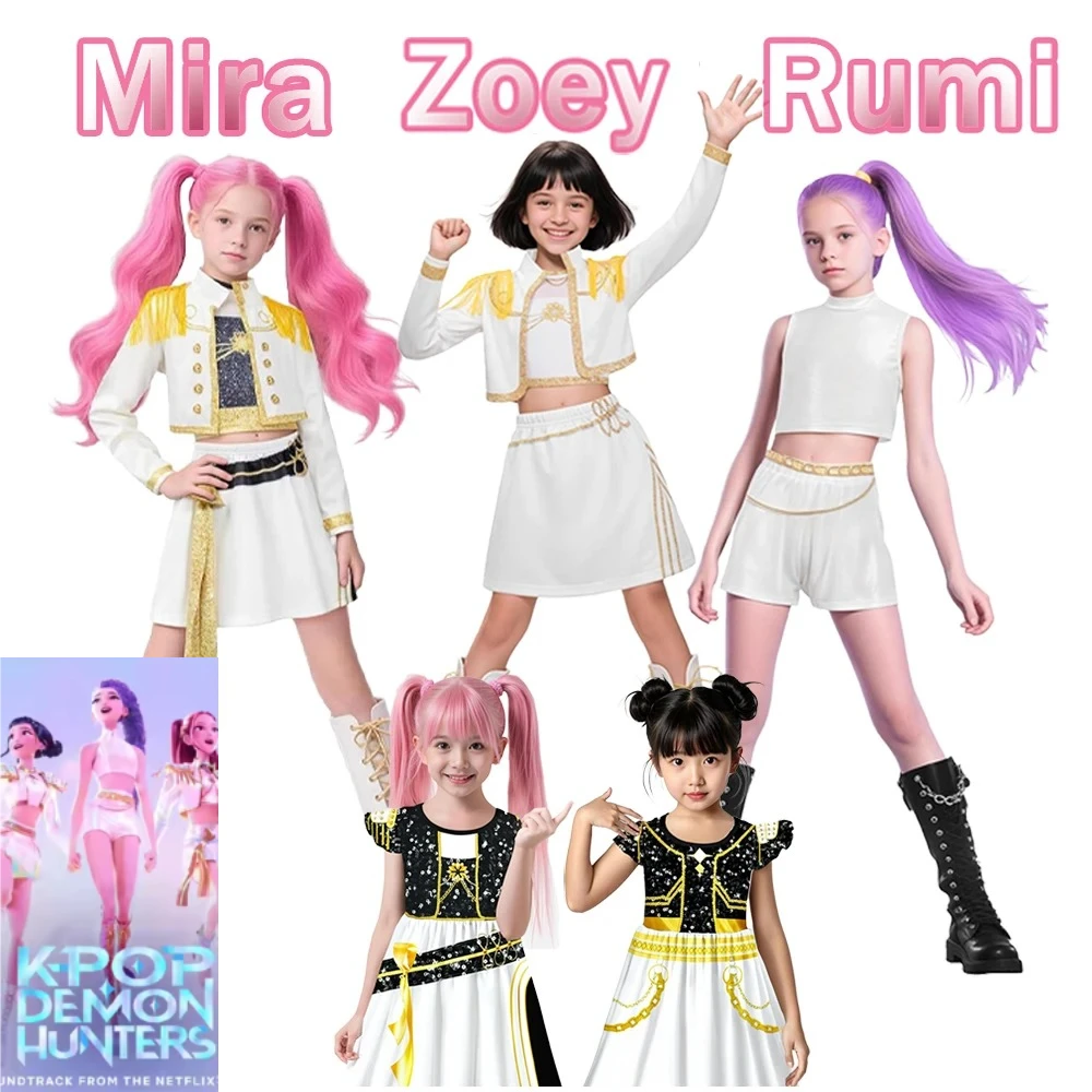 

New Rumi Cosplay Costume Set Zoey Costume Dresses Mira Clothes Outfit 3D Printed Girl Group Stage Performance Halloween Dress Up