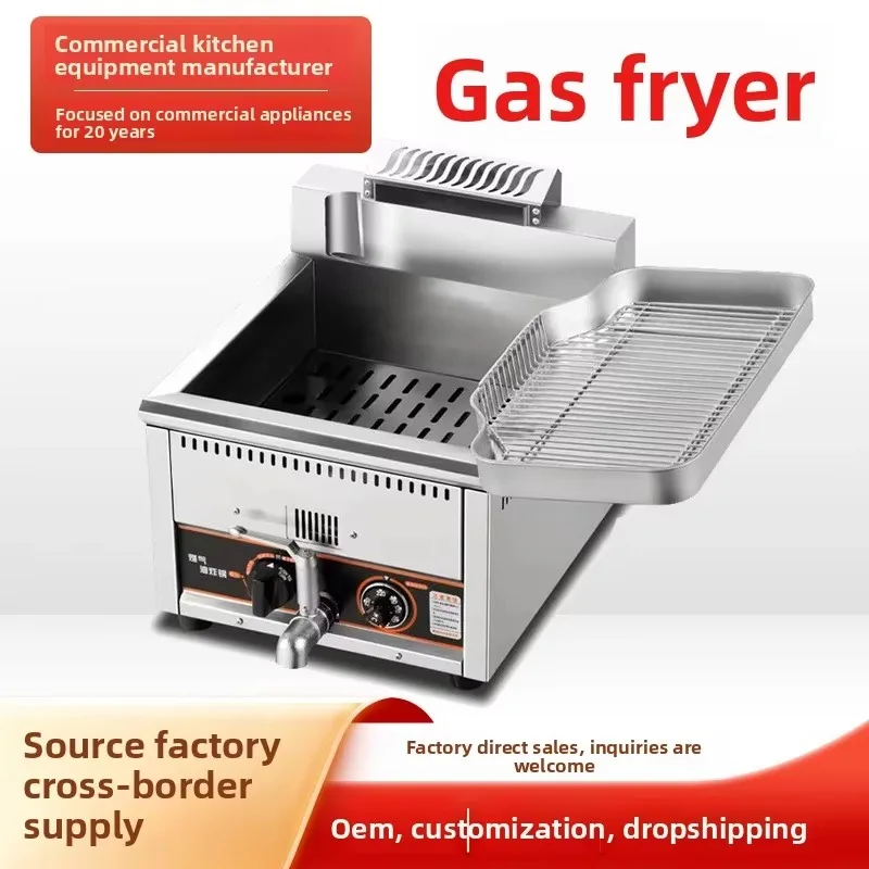 

Tabletop Commercial Grade Stainless Steel Temperature-Controlled Deep Fryer 2.6kW for Street Food Chicken Skewers