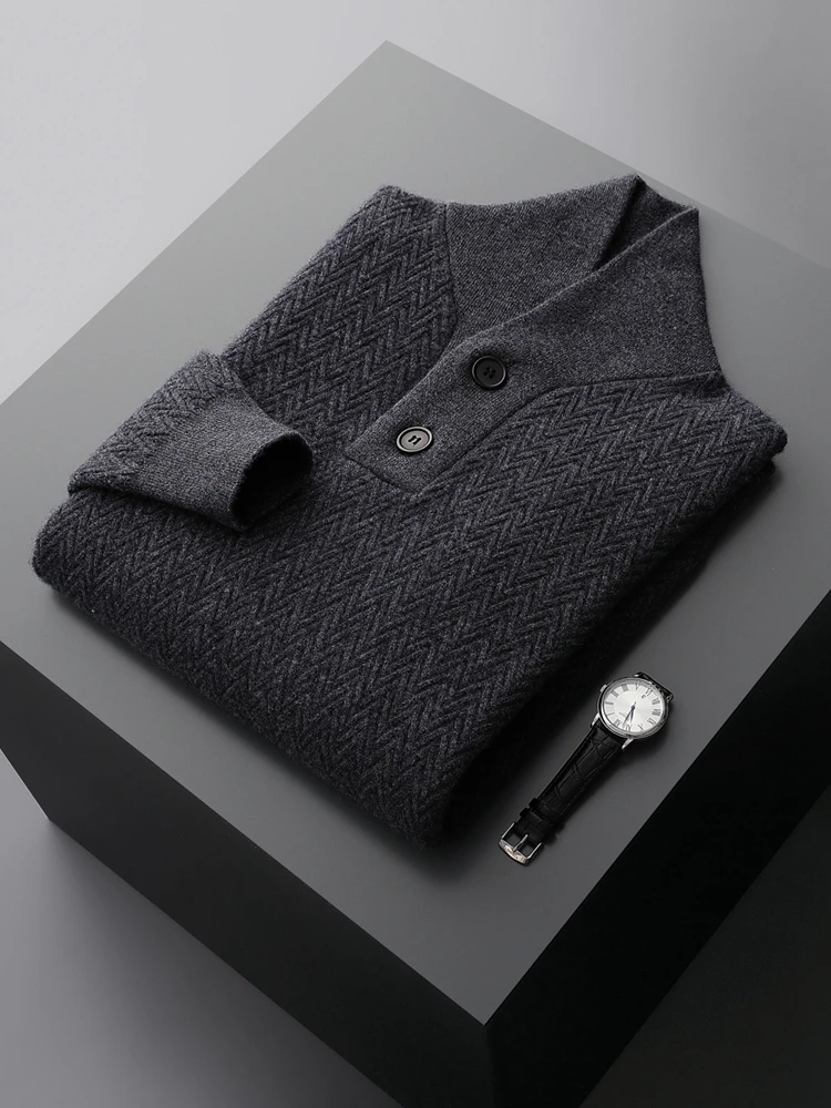 High Quality Men\'s 100% Cashmere Sweater Autumn Winter Thick Pullover Long Sleeve Smart Casual Cashmere Knitwear Soft Warm Tops