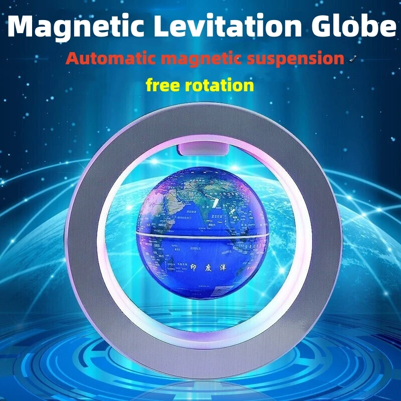 Levitating回転式ナイトランプ、LED磁気フローティンググローブ、家の装飾、世界地図、子供と友人の贈り物、4インチ