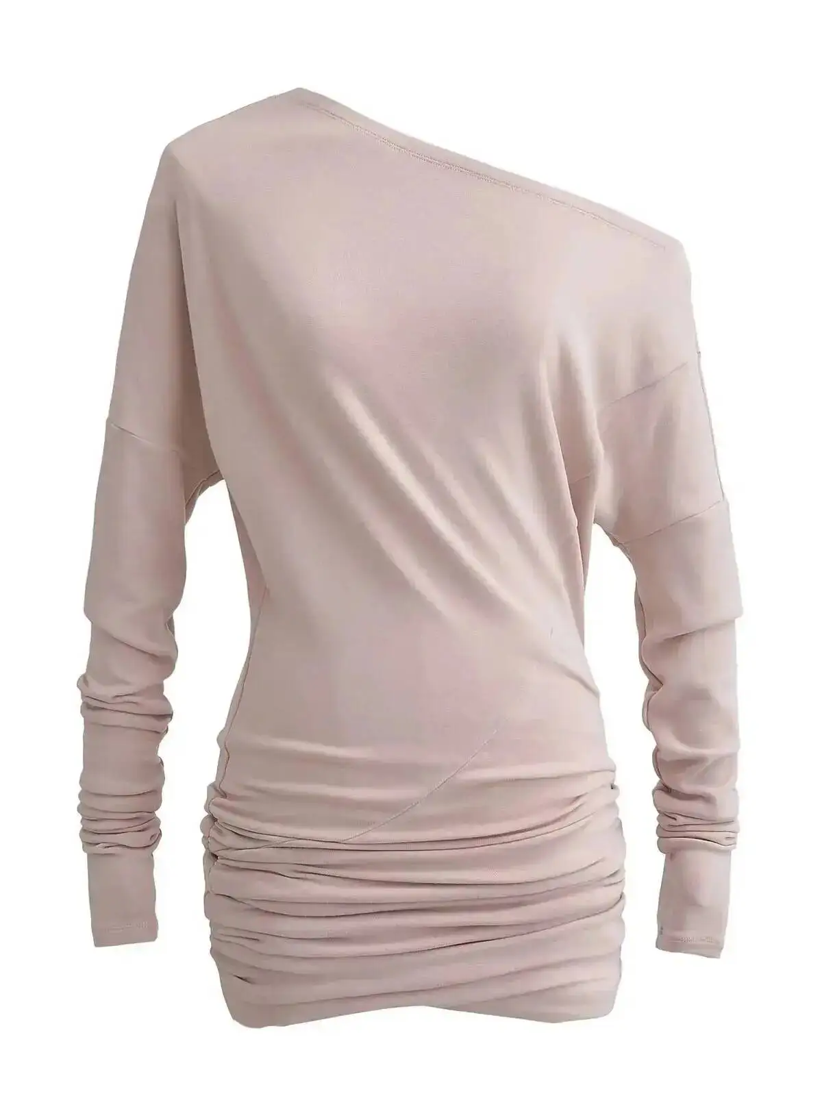 

Новое женское платье в французском стиле с асимметричным воротником, открытыми плечами, длинными рукавами, приталенное, с запахом на талии, модель 2FW2, коллекция осень-зима 2026