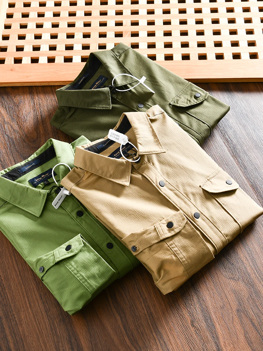 

American Retro Men's Casual Plaid Long Sleeve Shirt Autumn Standard Fit Youth Popular Cotton Polyester Elastic Fiber Shirt