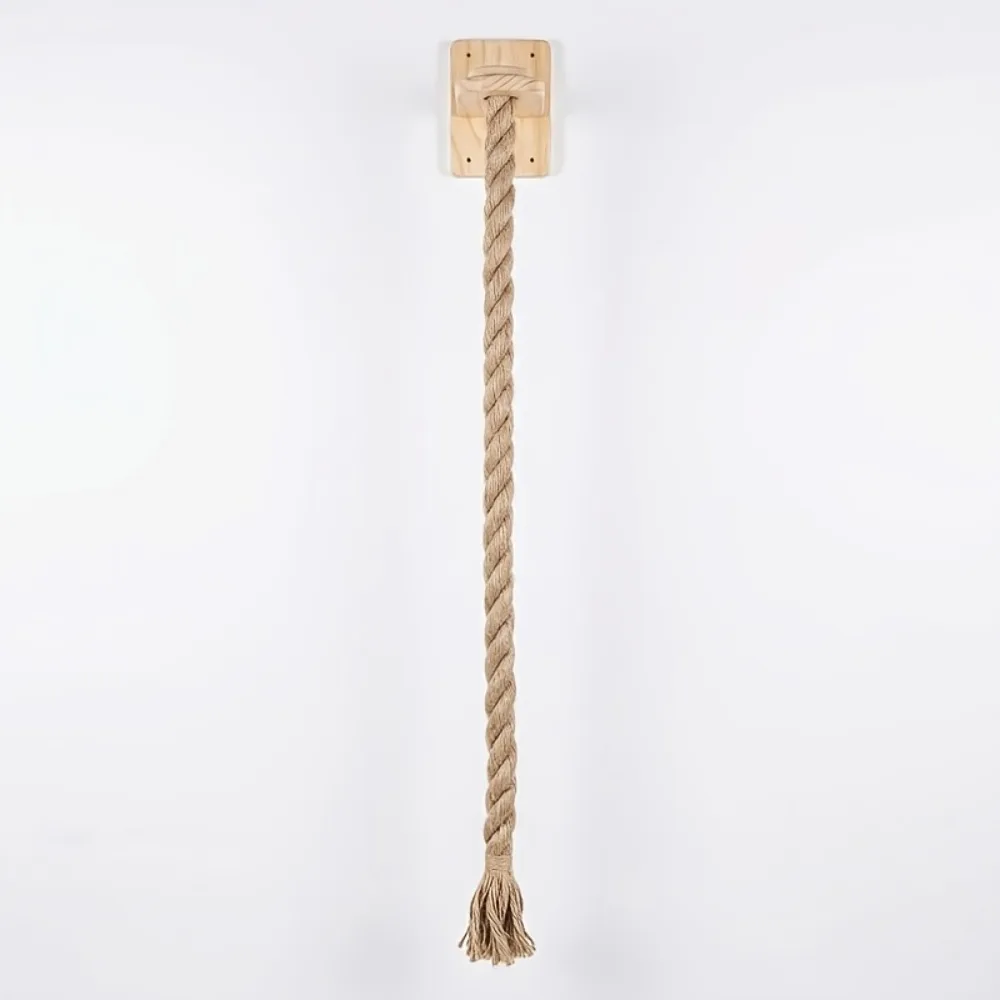 Wall Mounted Cat Scratching Post Natural Sisal Hemp Rope Vertical Cat Climbing Rope Space Saving Indoor Cat Toy Wooden Platform