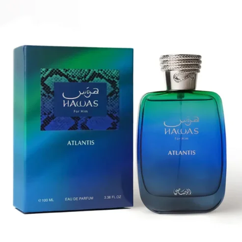 

Hawas Atlantis Rasasi 100ML – Perfume Unisex Fresco y Acuático | Bergamota, Notas Marinas y Ámbar Gris