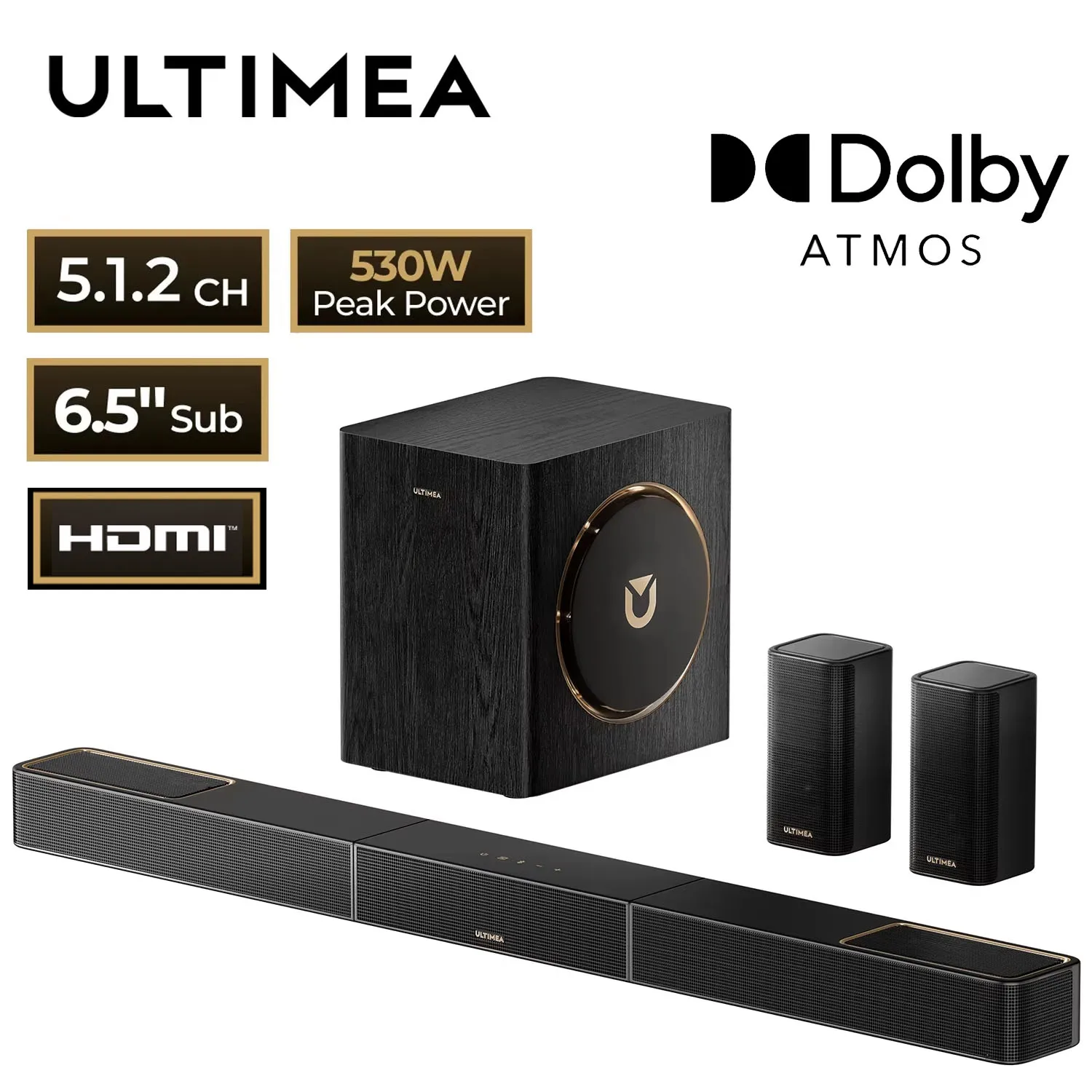 

ULTIMEA Skywave X40 5.1.2ch Wireless Surround Sound System for TV with Dolby Atmos, Home Cinema Soundbar with Wireless Subwoofer
