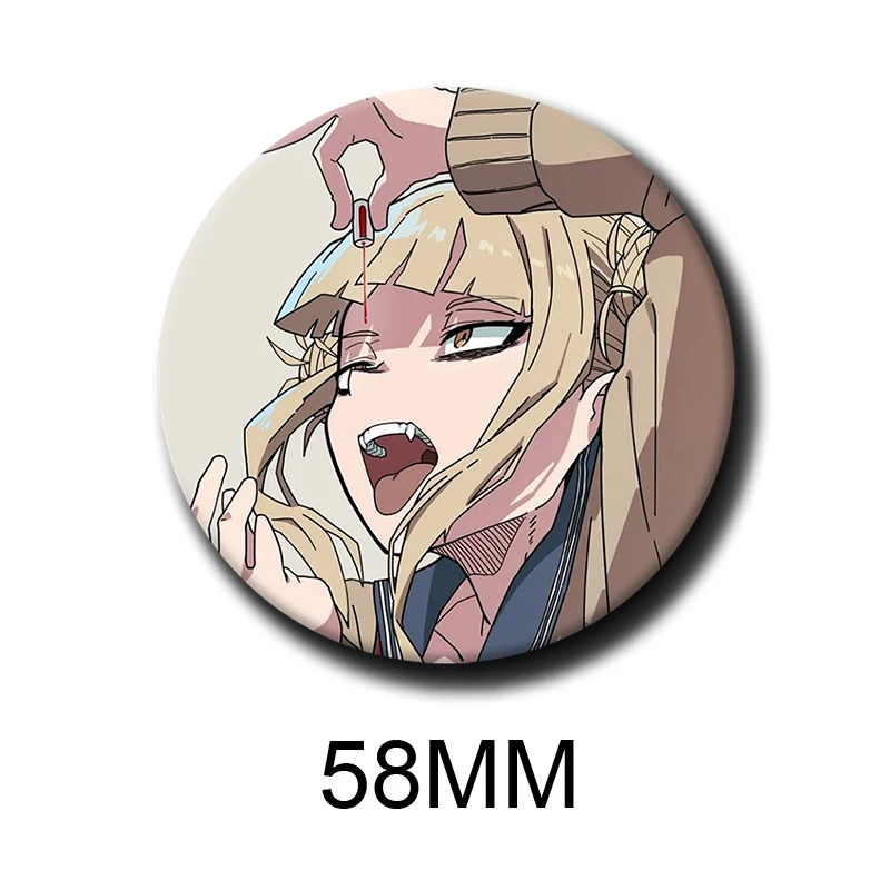 58mm Cartoon Character Himiko Toga Soft Button Pin Hero villain Anime Brooch Creative Badge for Backpack Clothes Decoration Gift