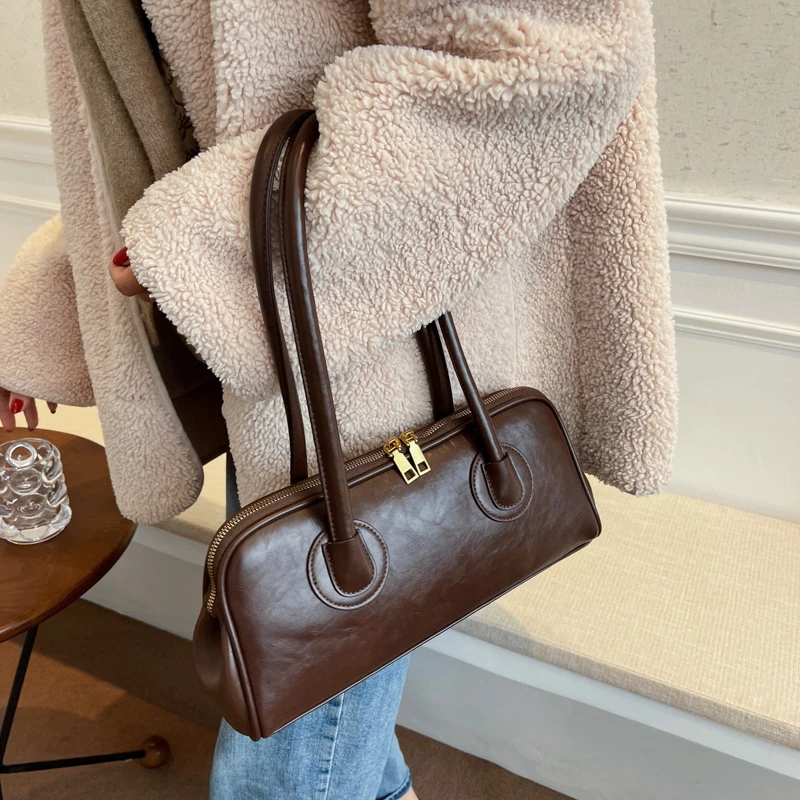 Solid Color PU Zipper Stitched Pillow Shape Fashion Shoulder Bag Versatile Handbag 2024 Hot Sale Bags for Women Bolsas Femininas