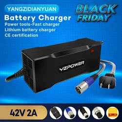 42V 2A lithium battery charger 10S 36V charger lithium battery pack universal intelligent fast charger with cooling fan