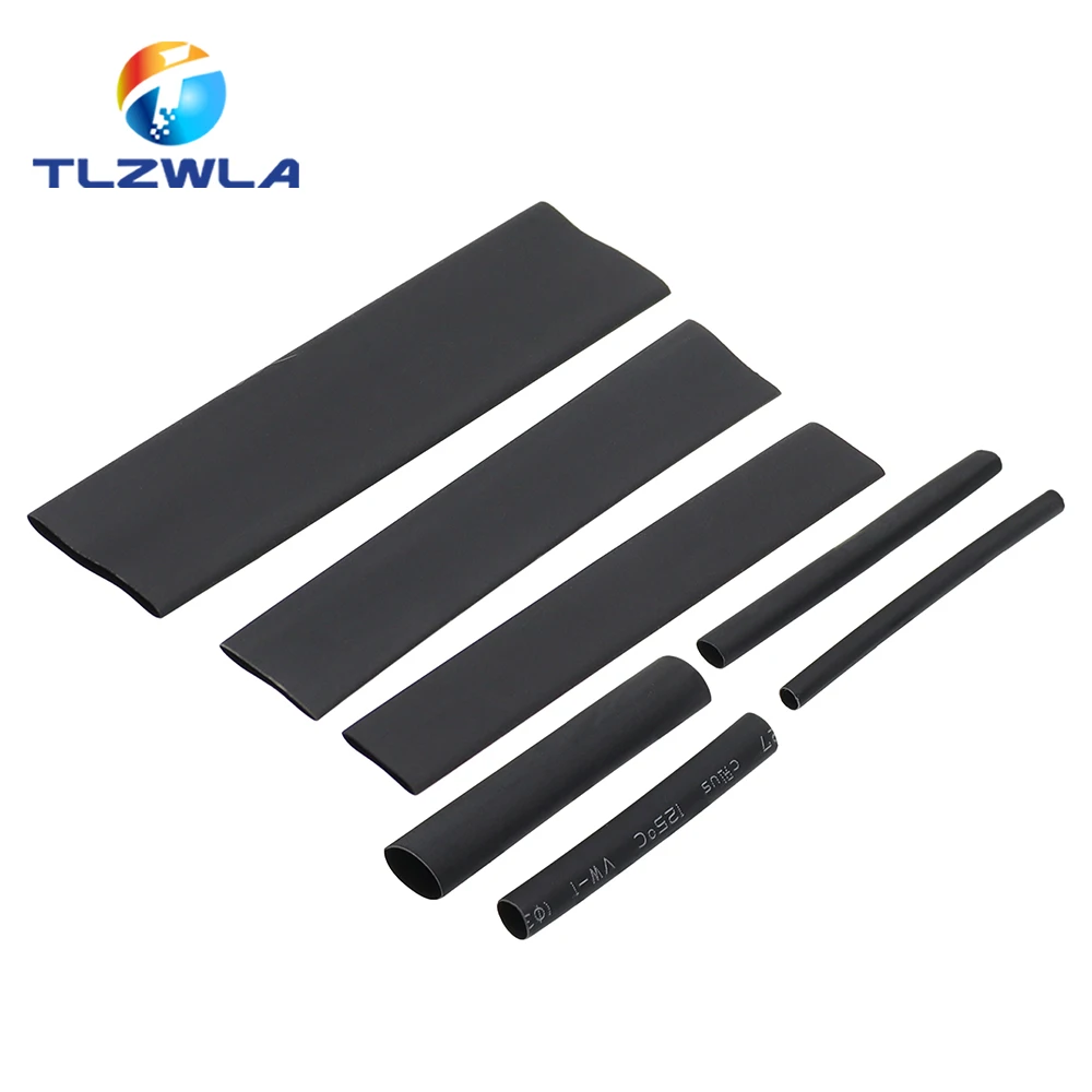 127Pcs Black Weatherproof Heat Shrink Sleeving Tubing Tube Assortment Kit Electrical Connection Electrical Wire Wrap Cable