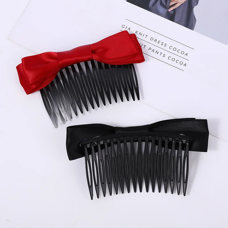 AISHG Fabric Cute Bow Hair Comb Women Korean Simple Hairpin Elegant Joker Outdoor Fashion Comb Clips Girls Hair Accessories