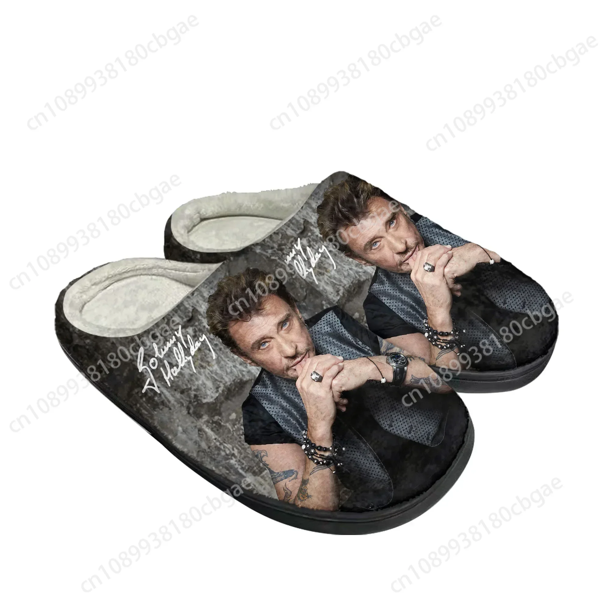 

Johnny Hallyday Rock Singer Home Cotton Custom Slippers Mens Women Sandals Plush Casual Keep Warm Shoes Non-Slip Thermal Slipper