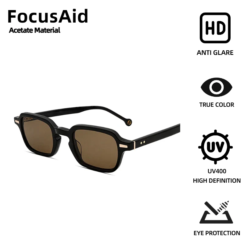 

FocusAid солнцезащитные очки в стиле ретро с заклепками, унисекс, прямоугольные солнцезащитные очки из ацетата, UV400, металлические шарниры, нейлоновые цветные линзы с антибликовым покрытием