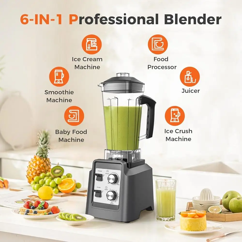 Professioneller Küchenmixer, Smoothie-Maker, 1800 W, Hochgeschwindigkeits-Eisbrecher, Entsafter, 68 Unzen Kapazität, leicht zu reinigende Timer-Funktion