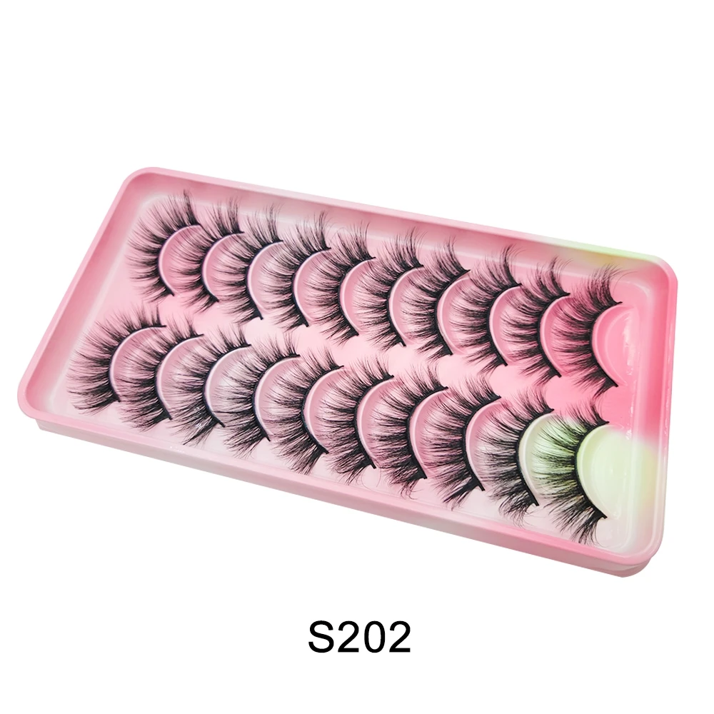 Natürliche Wimpern, 5/10 Paar, 3D-Manga-Wimpern, natürliche kurze Manga-Wimpern mit vollem Streifen, klares Band, weiches Licht, natürliche Anime-Wimpern – Detail 8