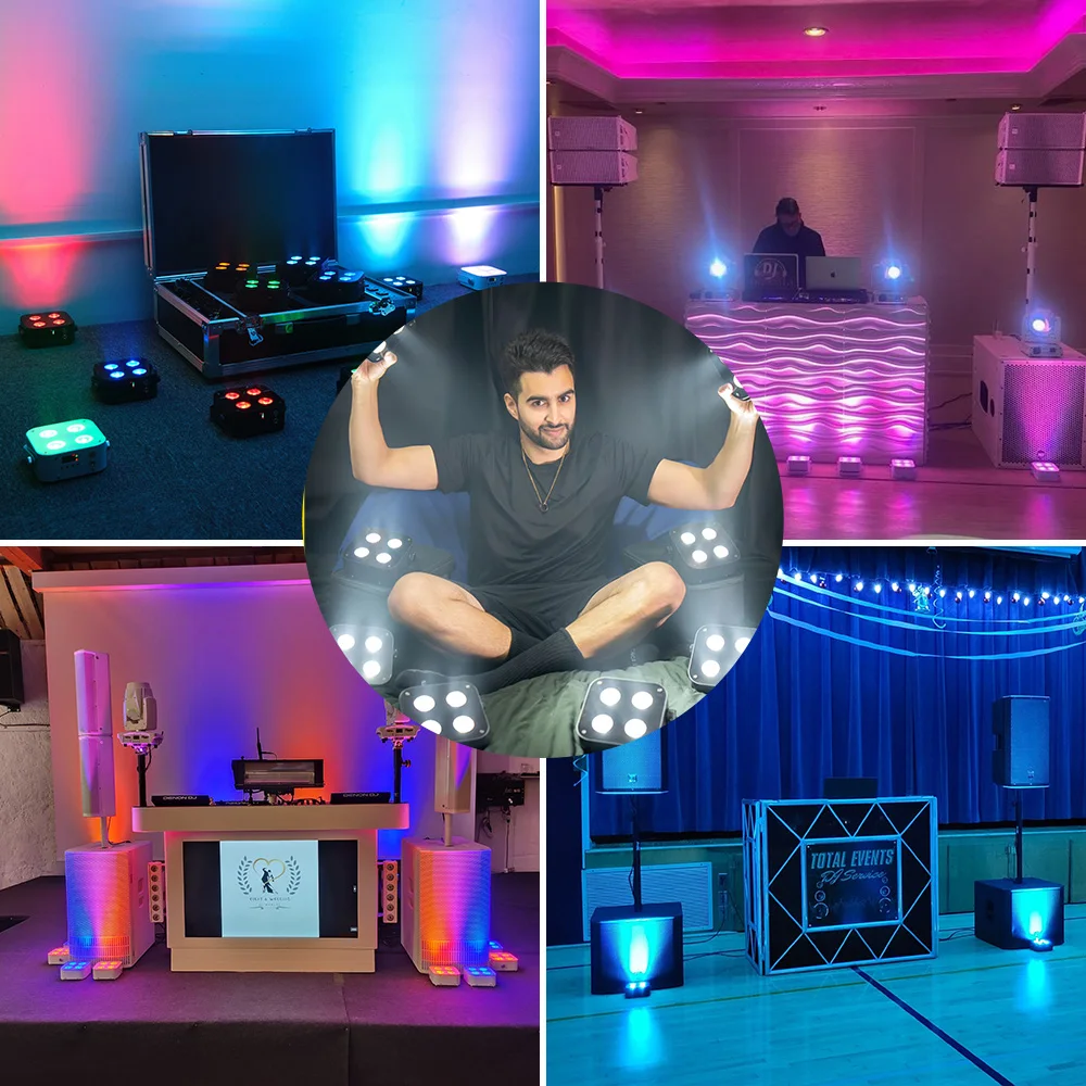MUXXDJ BO- IR4 Mini LED 4*12W Wireless Uplights Par Battery Wireless DMX &IR Remote For DJ Lights Wedding Disco Party