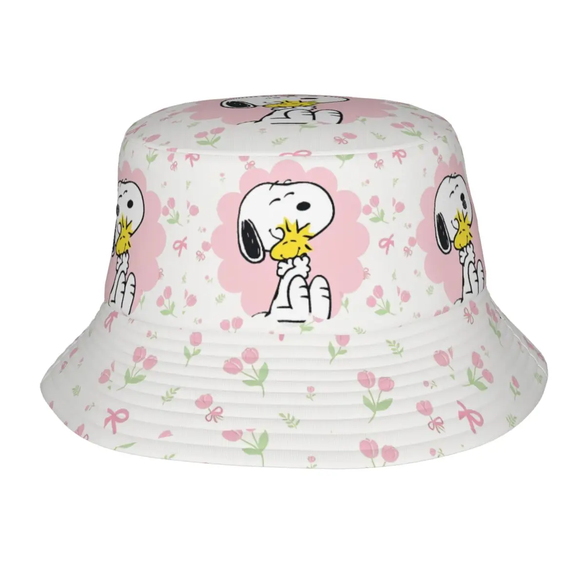 

Шляпы-ведра с цветочным принтом Snoopy для женщин, дорожная шляпа от солнца, повседневная легкая шляпа для спорта на открытом воздухе, рыбалка, шляпа Боб