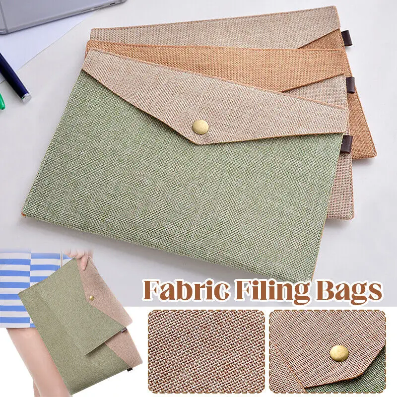 Imitation Linen Canvas Felt File Bag Portable A4 A5 Portfolio Office Study Bag Stationery Folder Durable Document Bag